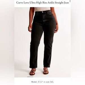 Abercrombie & Fitch curve love ultra high rise ankle straight jeans black